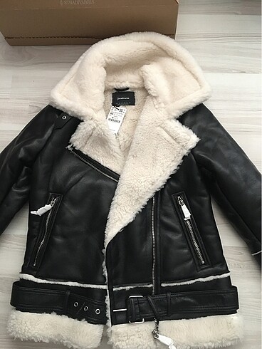 Stradivarius Stradivarius Kontrast Suni Biker Ceket