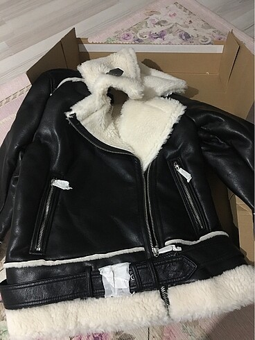 xs Beden Stradivarius Kontrast Suni Biker Ceket