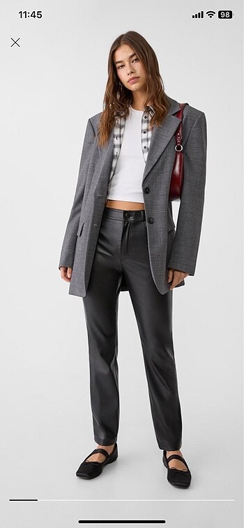 Stradivarius Suni Deri Skinny Fit Pantolon