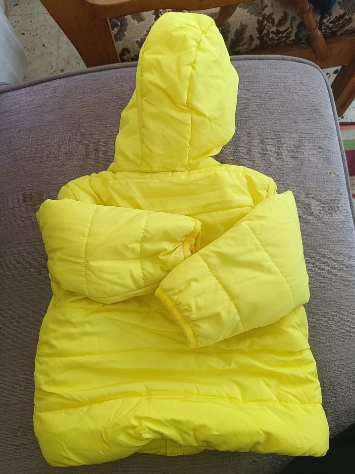 Kız Çocuk Parlak Sarı Kapüşonlu Fermuarlı Ceket - Görsel 4