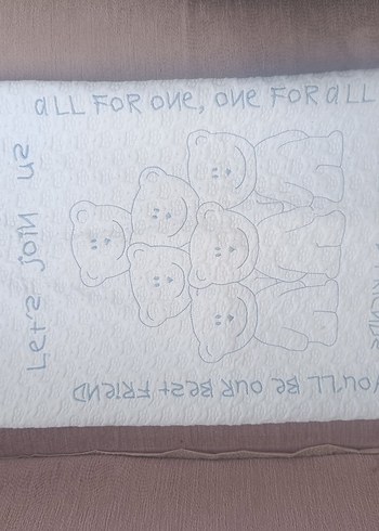 Nakışlı Beyaz ve Gri Çocuk Uyku Örtüsü - Görsel 4