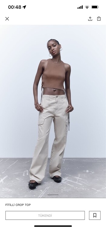 Zara crop bluz l beden etiketli