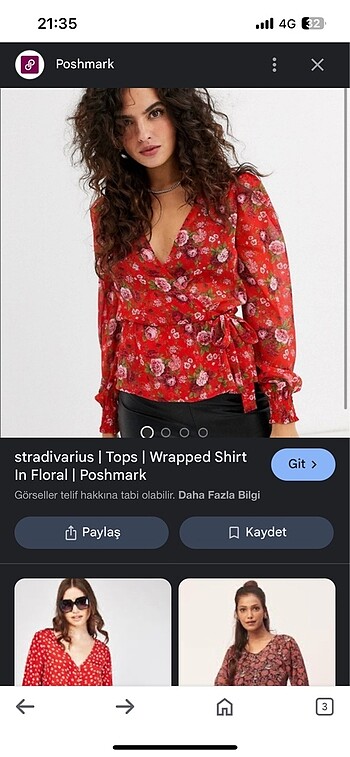 Stradivarius s beden çiçekli bluz