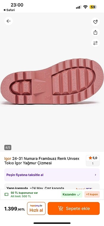 31 Beden pembe Renk İgor pembe yağmur botu