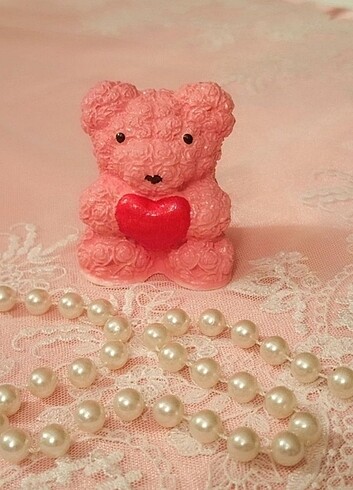 Beden Gül Dokulu Kalpli Teddy Bear