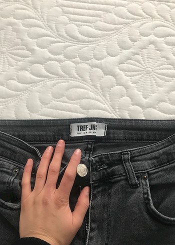 Siyah Baskılı Fermuarlı Kadın Kot Pantolon - Görsel 6