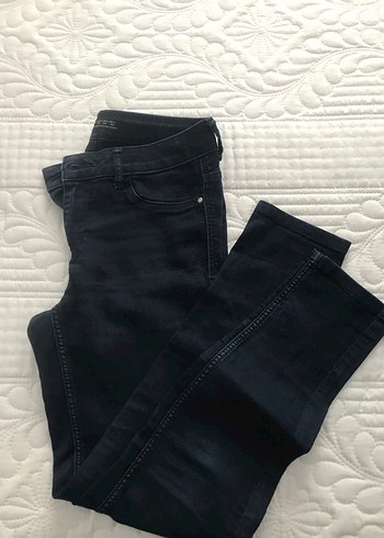 Siyah Baskılı Fermuarlı Kadın Kot Pantolon - Görsel 15