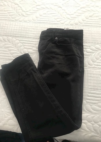 Siyah Baskılı Fermuarlı Kadın Kot Pantolon - Görsel 2