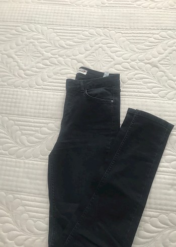 Siyah Baskılı Fermuarlı Kadın Kot Pantolon - Görsel 5