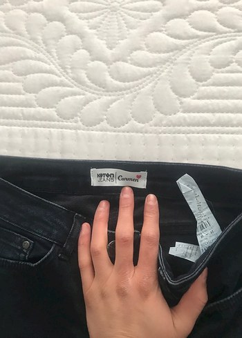 Siyah Baskılı Fermuarlı Kadın Kot Pantolon - Görsel 3