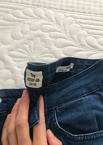 Siyah Baskılı Fermuarlı Kadın Kot Pantolon - Görsel 12