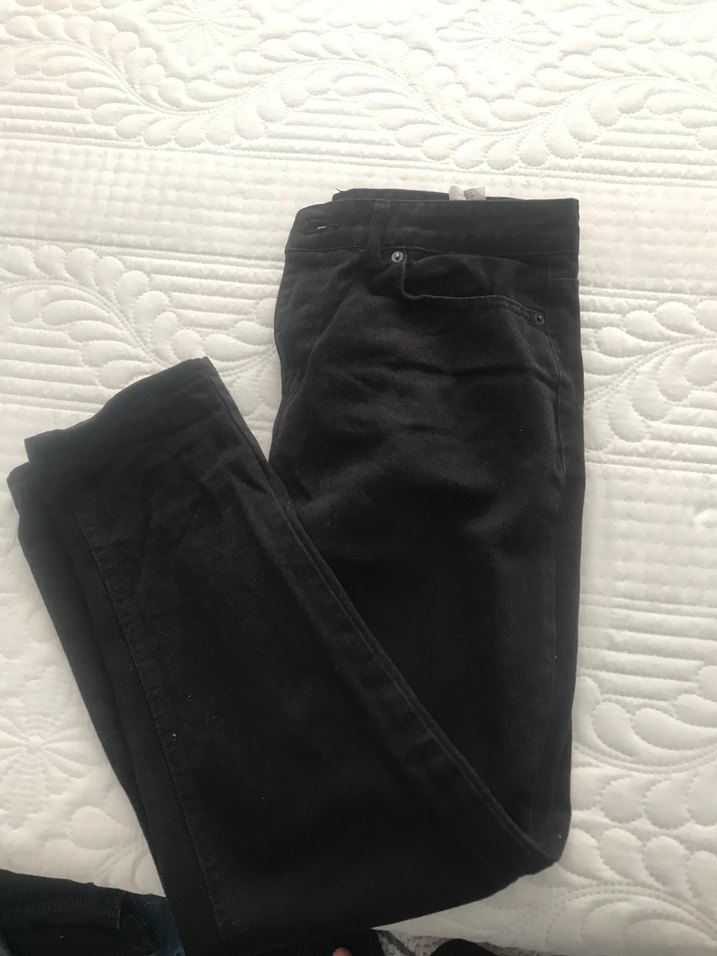 Siyah Baskılı Fermuarlı Kadın Kot Pantolon - Görsel 2