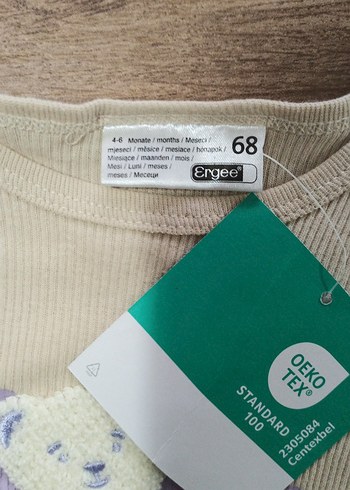 Uzun Kollu Bej Bebek Body 4-6 ay için zıbın - Görsel 3