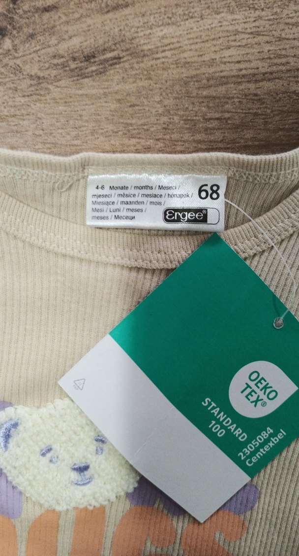 Uzun Kollu Bej Bebek Body 4-6 ay için zıbın - Görsel 3