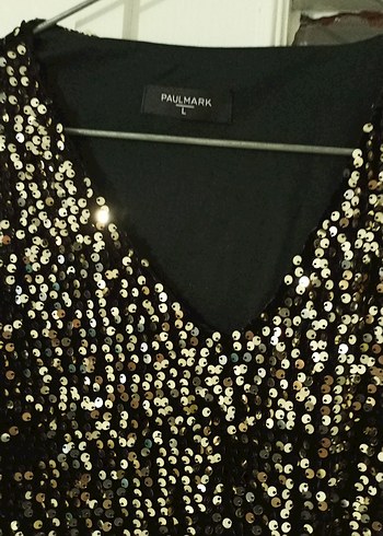 Siyah Payetli Uzun Kollu Abiye Elbise - Görsel 2