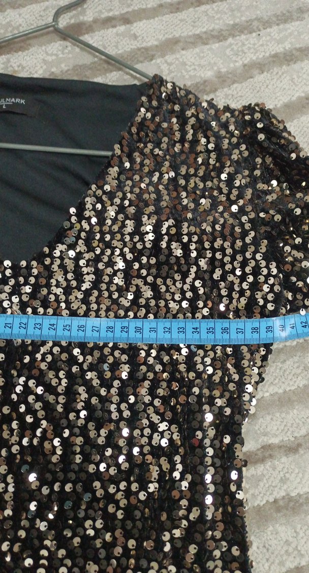 Siyah Payetli Uzun Kollu Abiye Elbise - Görsel 3