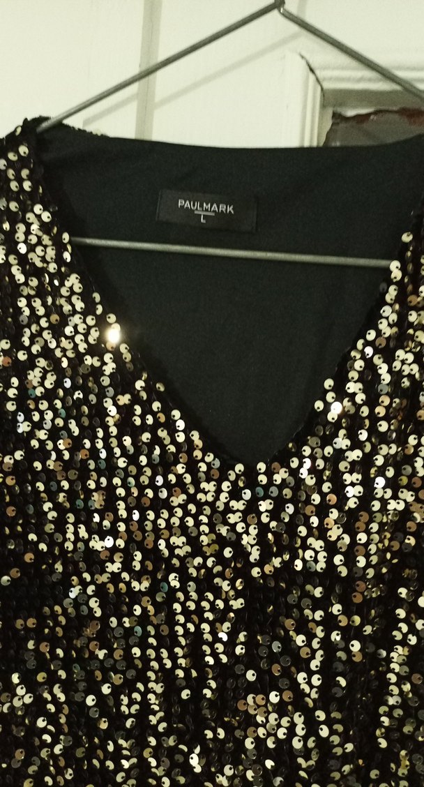 Siyah Payetli Uzun Kollu Abiye Elbise - Görsel 2