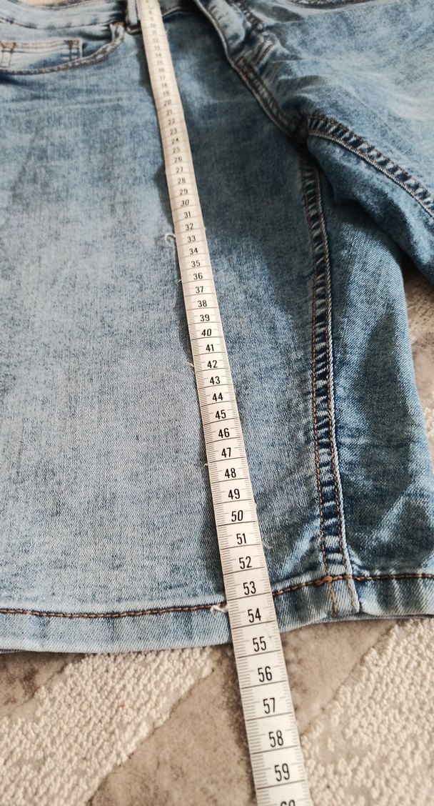 mavi Batik Desenli Kadın Mini Denim Şort - Görsel 5