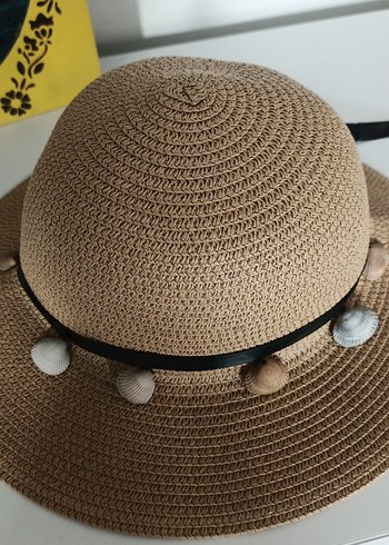 gerçek Deniz kabuğu Detaylı Bej Bohem Kadın Şapka - Görsel 3