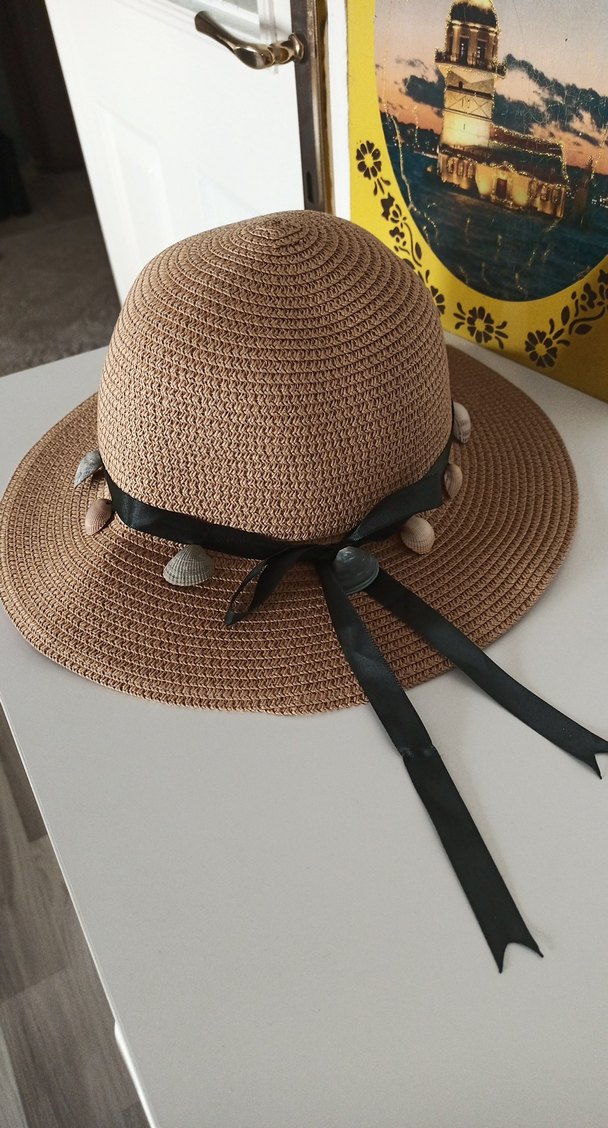 gerçek Deniz kabuğu Detaylı Bej Bohem Kadın Şapka - Görsel 2
