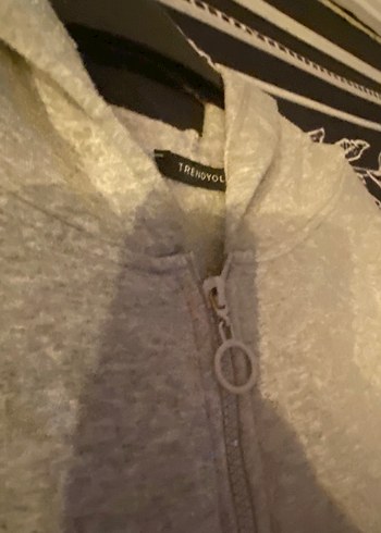 Diğer Gri Kapüşonlu Crop Fermuarlı Kadın Sweatshirt