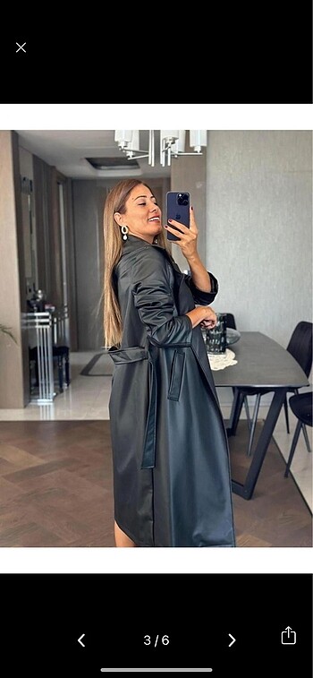 42 Beden siyah Renk Kuşaklı astarlı deri trençkot