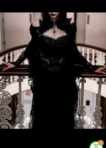 l Beden Siyah Dantel Gotik Bolero