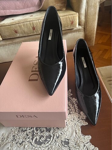 Desa Kroko Baskılı Siyah Stiletto