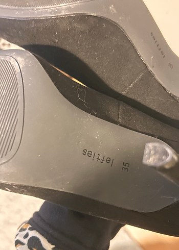 Siyah Süet Leopar Desenli Topuklu Stiletto - Görsel 5