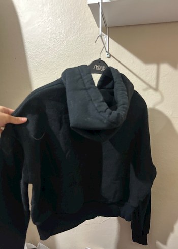 Diğer Siyah Mini Kadın Sweatshirt Puff Kol Detaylı