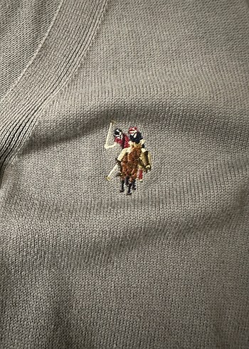 ORJINAL ÜRÜN-U.S POLO ASSN-Erkek Gri Düğmeli Nakışlı Hırka - Görsel 3