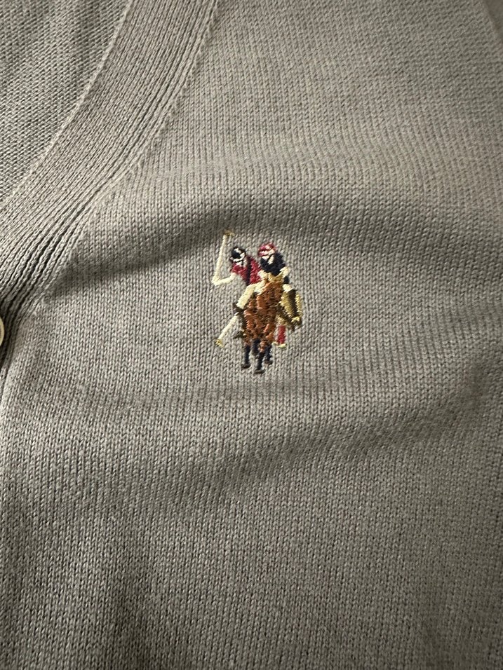 ORJINAL ÜRÜN-U.S POLO ASSN-Erkek Gri Düğmeli Nakışlı Hırka - Görsel 3