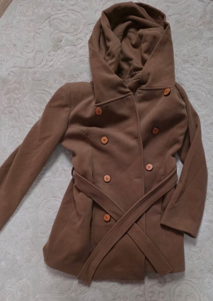 Düğmeli Kahverengi Kaban - Görsel 4