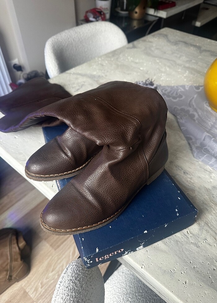 Bambi Suni Deri Kahverengi Çizme - Görsel 2