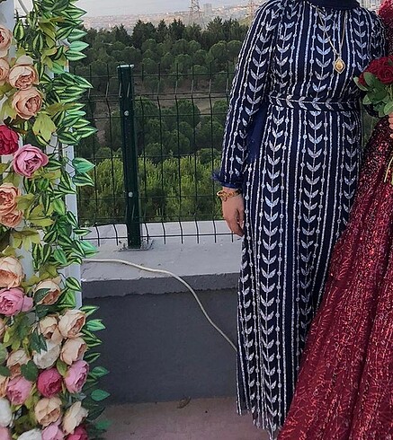 s Beden Lacivert kalem model simli abiye