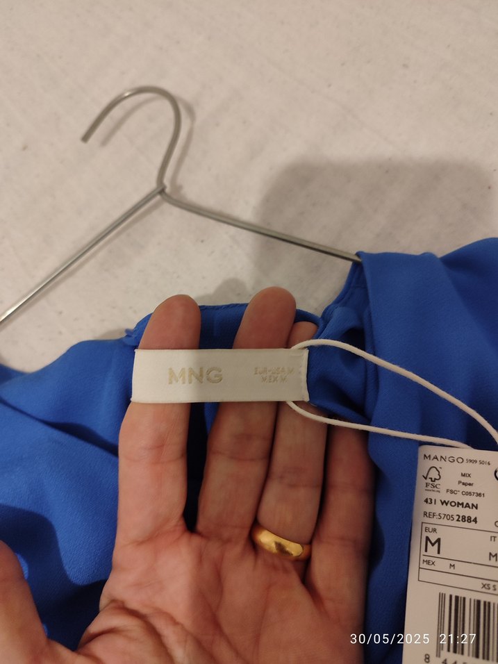 Mavi Drapeli Uzun Kadın Elbise - Görsel 2