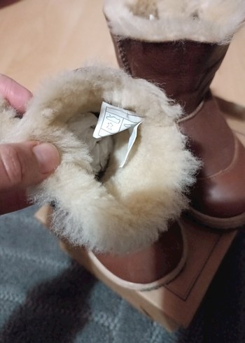 24 Beden kahverengi Renk %100 koyun yünü, Kürklü Deri Bot