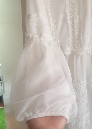 Beyaz Midi A-Line Gelinlik nikah elbisesi