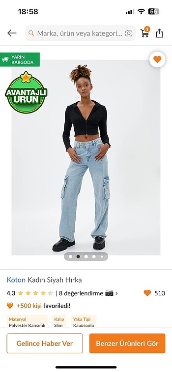 Koton Fermuarlı crop hırka