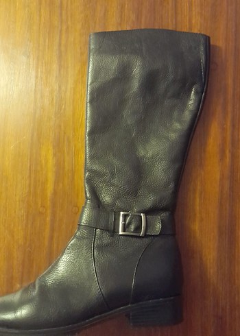 Kadın Siyah Deri Dizüstü Tokalı Bot - Görsel 5