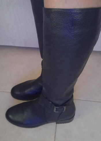 Kadın Siyah Deri Dizüstü Tokalı Bot - Görsel 2