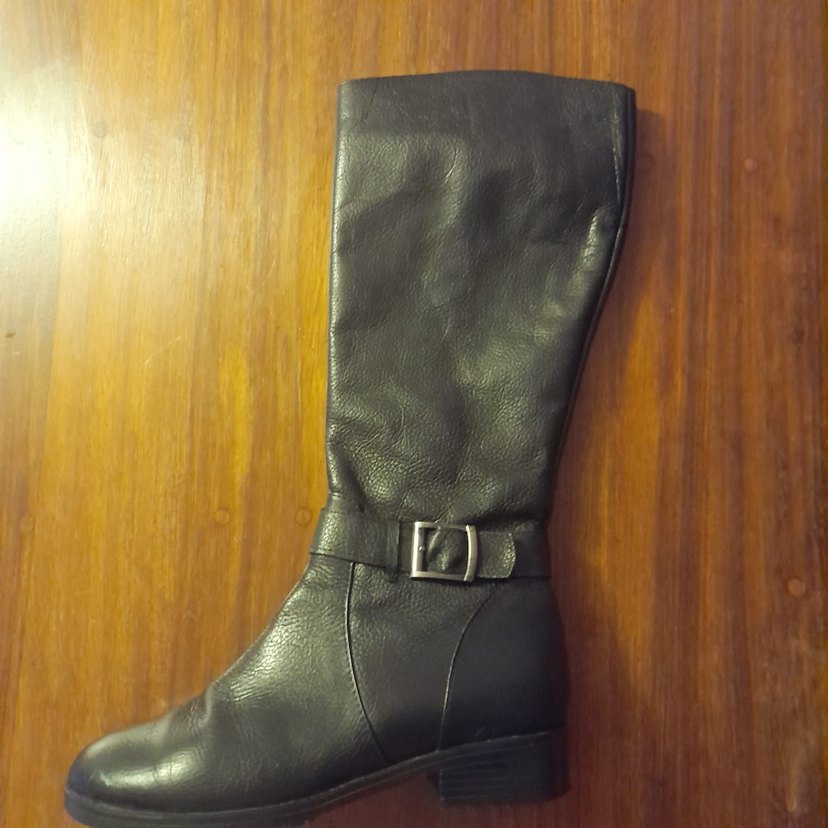 Kadın Siyah Deri Dizüstü Tokalı Bot - Görsel 5