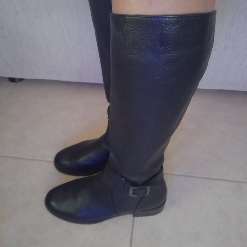 Kadın Siyah Deri Dizüstü Tokalı Bot - Görsel 2