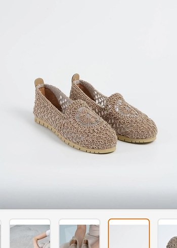 Bej Nakışlı hasır Bohem Dolgu Topuklu babet - Görsel 4