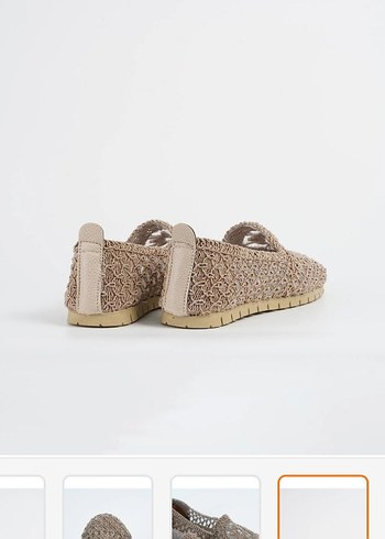 Bej Nakışlı hasır Bohem Dolgu Topuklu babet - Görsel 6