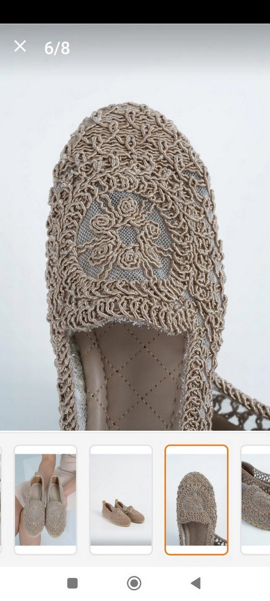 Bej Nakışlı hasır Bohem Dolgu Topuklu babet - Görsel 5