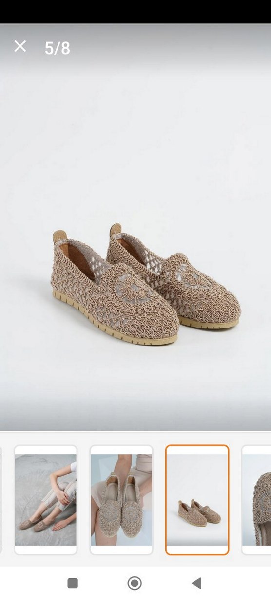 Bej Nakışlı hasır Bohem Dolgu Topuklu babet - Görsel 4