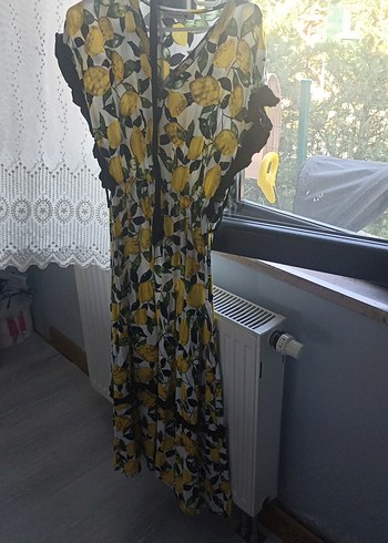 Sarı Bağcıklı Bohem Uzun Elbise - Görsel 5