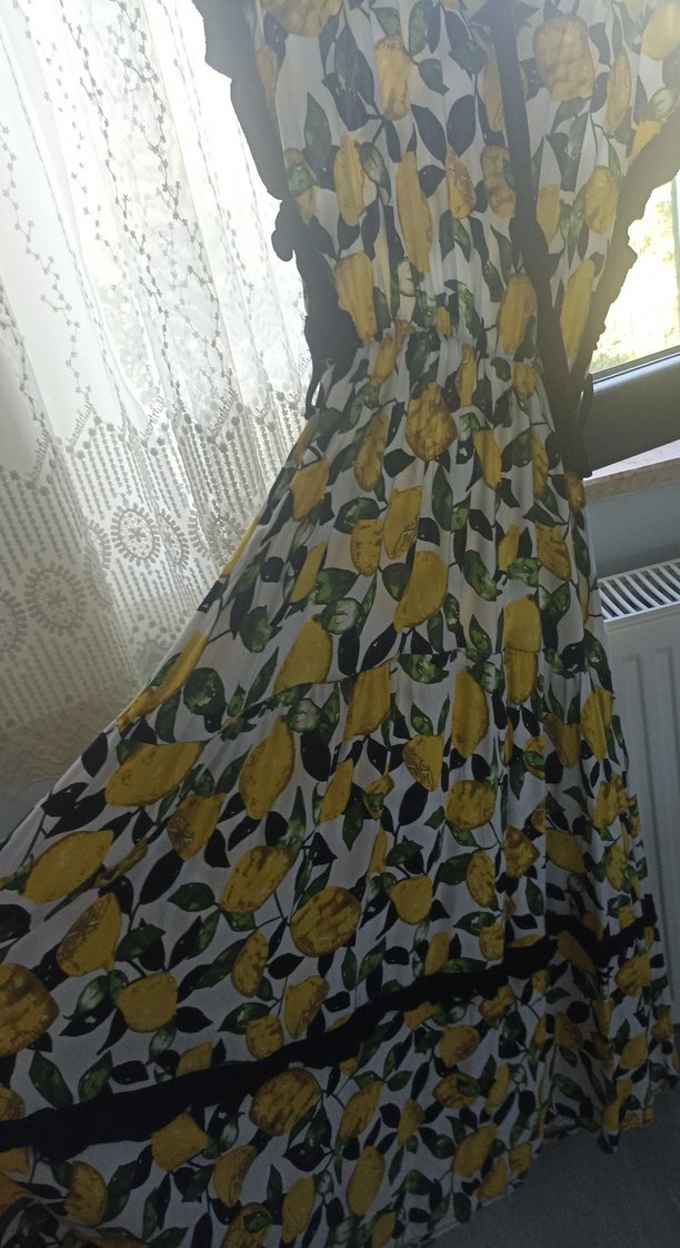 Sarı Bağcıklı Bohem Uzun Elbise - Görsel 2