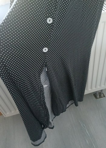 Düğmeli Siyah Uzun Elbise - Görsel 5